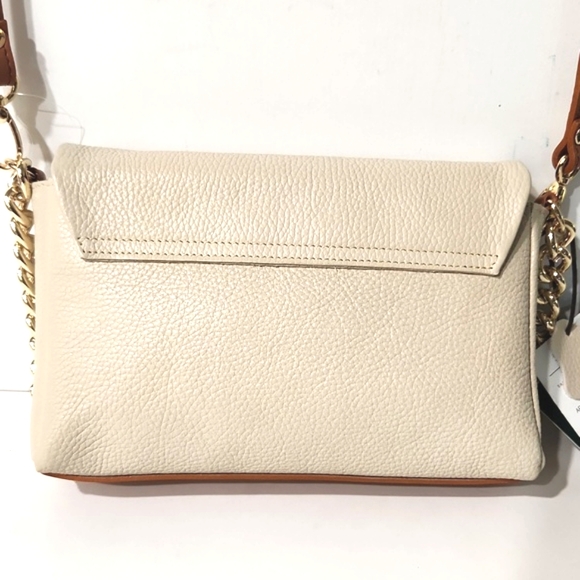 NWT Valentina Italian Pebbled Leather Flap Crossbody Shoulder Bag with Chain - Picture 7 of 16